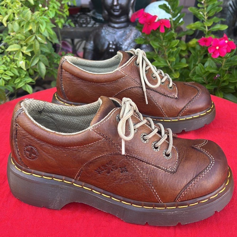 Dr. Martens Brown Leather Lace-Up Platform Oxfords